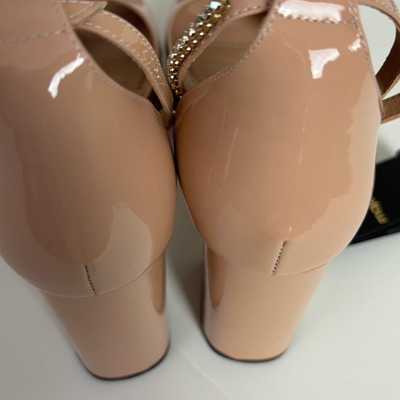 NEW Maje Elegant Nude Block Heel Sandals With Crystal Embellishments - Picture 11 of 14